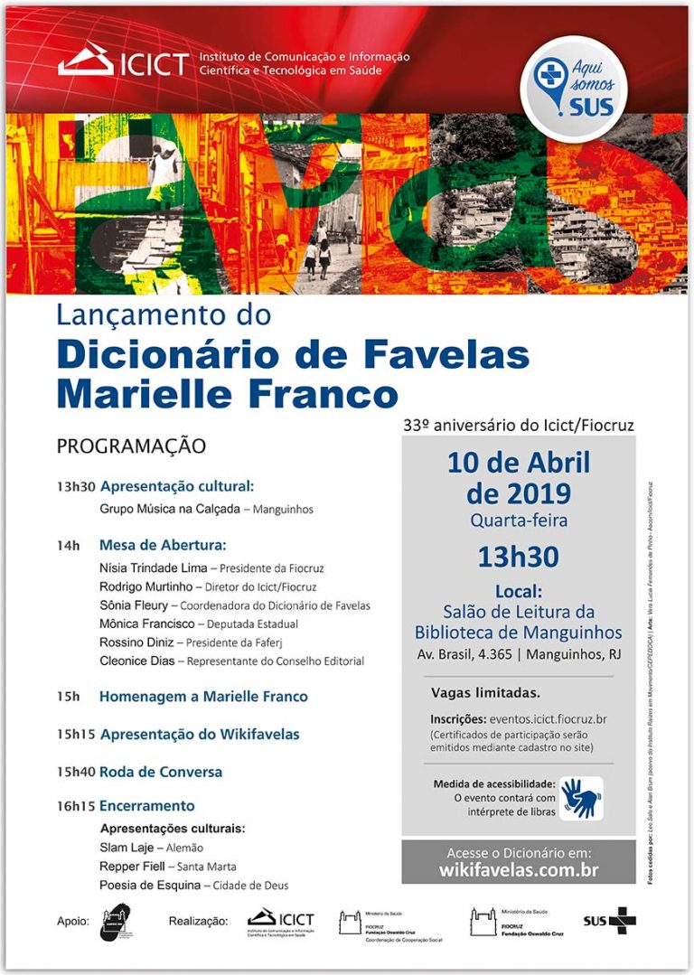 Dicionário de Favelas Marielle Franco será lançado quarta-feira, 10, na Fiocruz