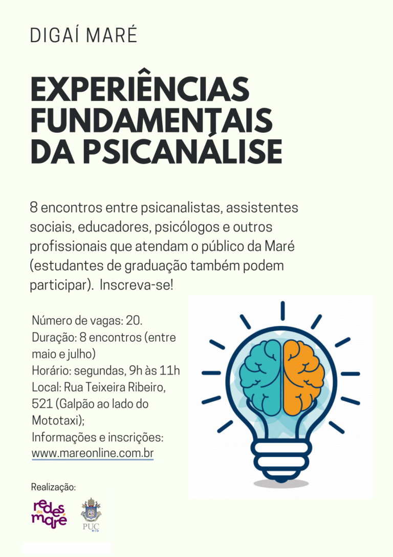 Projeto Digaí-Maré divulga resultado da seleção para o “Experiências Fundamentais da Psicanálise”