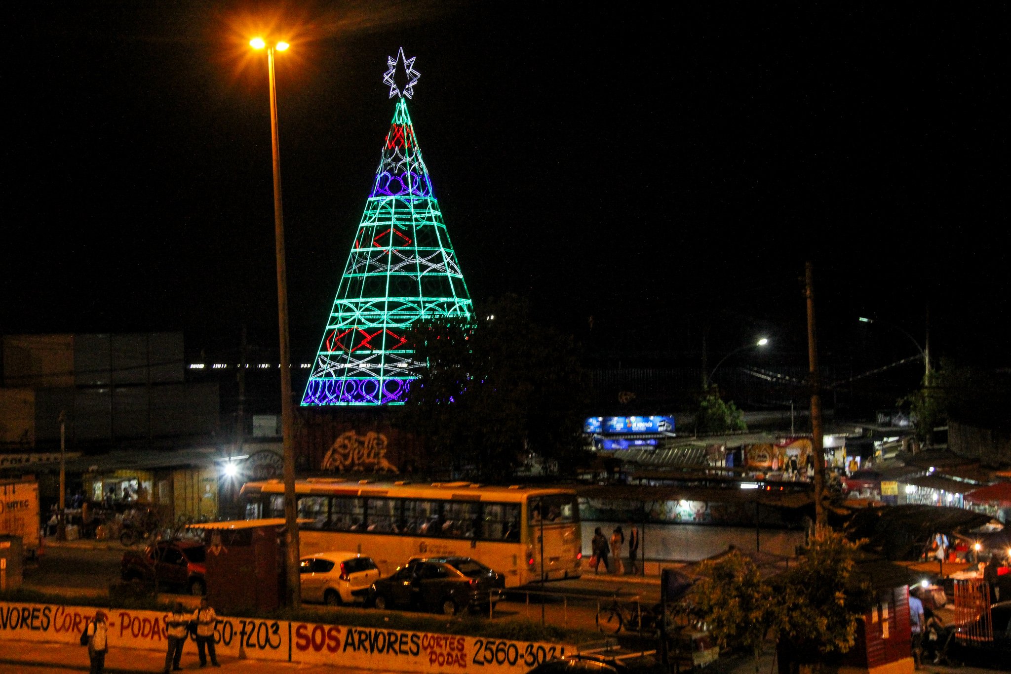  Moradores criam árvores gigantes para manter espírito natalino vivo na Maré