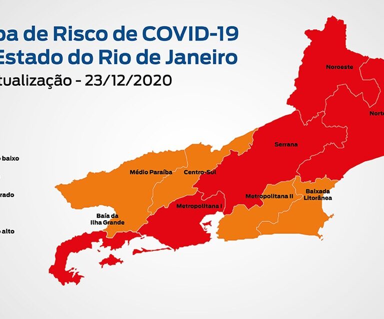 Mapa indica estado do Rio com alto índice de contaminação da covid-19