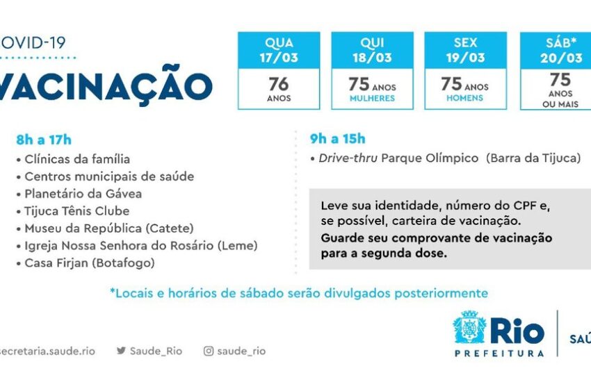  Prefeitura do Rio divulga novo calendário de imunização