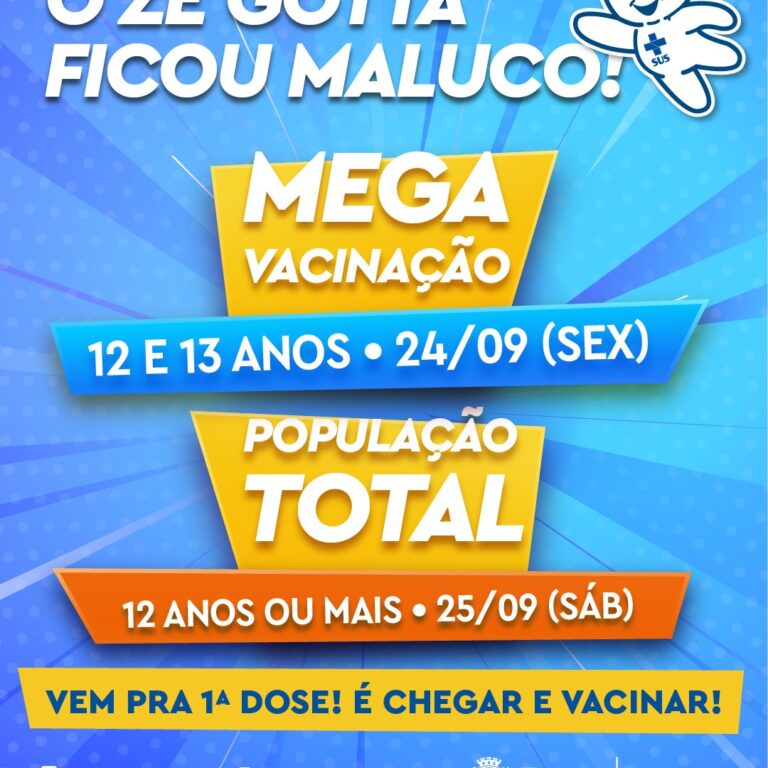Mega vacinação contra covid-19 para jovens de 12 e 13 anos acontece nesta sexta (24) e sábado (25)