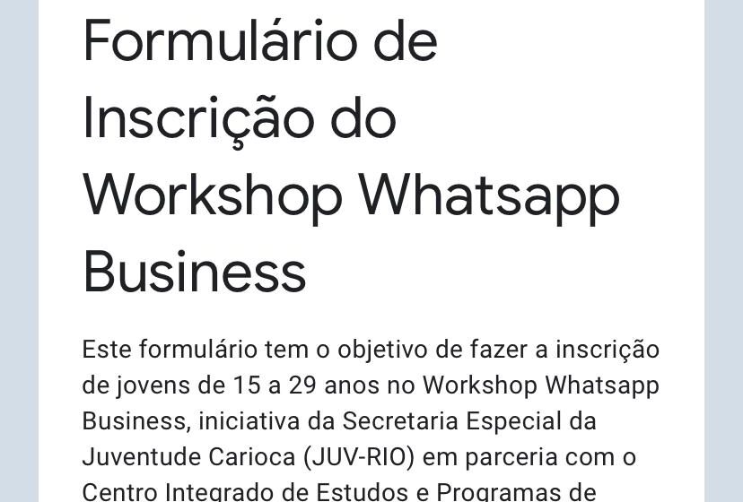 Secretaria da Juventude tem inscrições abertas para workshop gratuito de Whatsapp Business