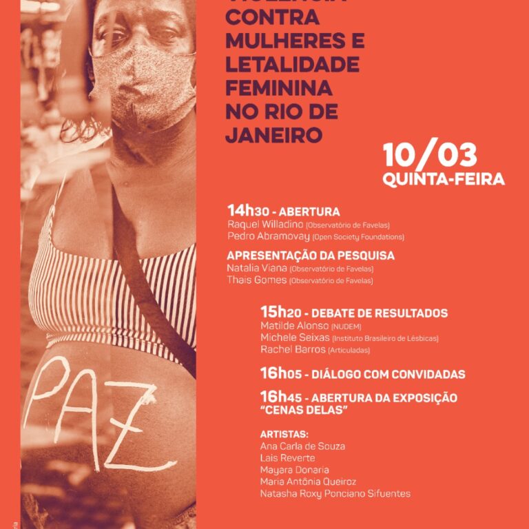 Observatório de Favelas lança pesquisa sobre violência de gênero e letalidade feminina no Rio de Janeiro